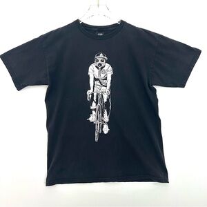 Obey Graphic Tee Shirt Y2K Short Sleeve Cotton Bike Gas Mask Black Size Medium